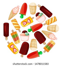 Set of ice cream hand drawn icons. Cute ice cream collection