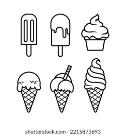 Set of ice cream. Ice cream icon collection. Ice cream simple sign. Ice cream icon vector design illustration on white background.