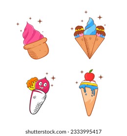 set of ice cream icon design elements and clipart