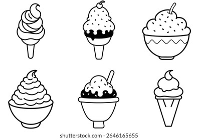 Set of  Ice cream Icon set, Editable stroke. Vector illustration.