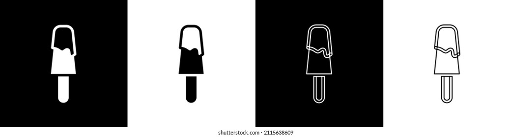 Set Ice cream icon isolated on black and white background. Sweet symbol.  Vector