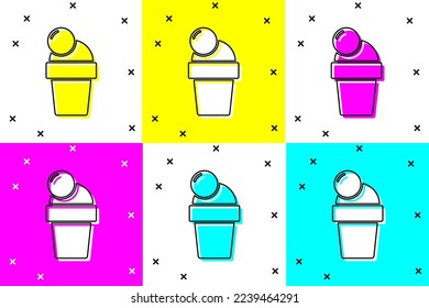 Set Ice cream icon isolated on color background. Sweet symbol.  Vector