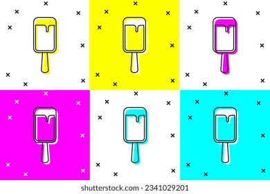 Set Ice cream icon isolated on color background. Sweet symbol.  Vector