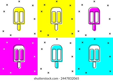Set Ice cream icon isolated on color background. Sweet symbol.  Vector