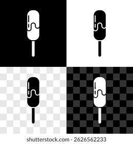 Definir ícone de sorvete isolado em preto e branco, fundo transparente. Doce símbolo.  Vetor