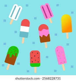 A set of ice cream icon in various shapes and flavors.