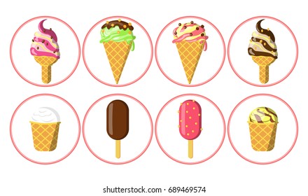 A set of ice cream icon. Vector, icon