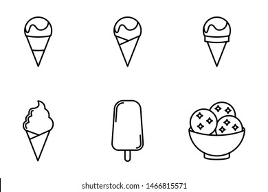 Set of ice cream icons. Black vector set.