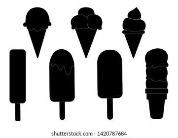 Set of ice cream icons. Collection of vector ice cream on transparent background. 