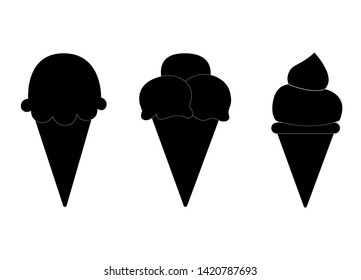 Set of ice cream icons. Collection of vector ice cream on transparent background. 