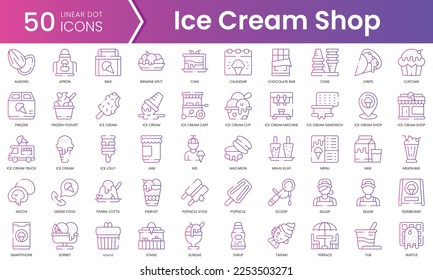 Set of ice cream icons. Gradient style icon bundle. Vector Illustration