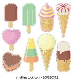 Set of ice cream icons isolated on white background.