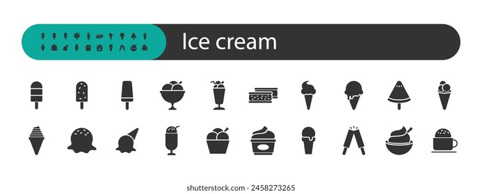 set of ice cream icons, popsicle, summer, gelato