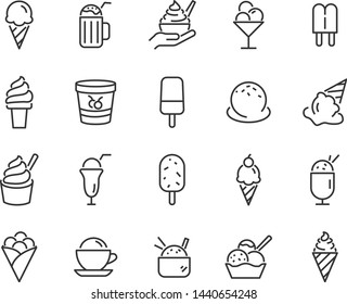 set of ice cream icons, such as  parfait, frozen yogurt, ice cream sundae, vanilla, chocolate 