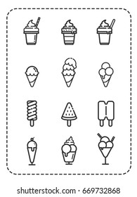 Set of Ice cream illustration Vector thin Line Icons