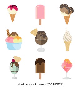 Set of ice cream isolate on white background