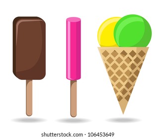 set of ice cream isolated on white