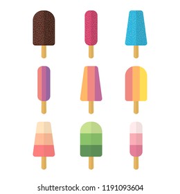 Set of ice cream isolated on white background, Cute ice cream collection