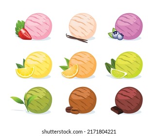 Set of ice cream isolated on white background.