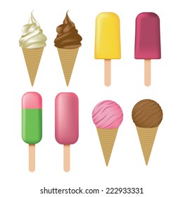 Set of ice cream isolated on white. Vector illustration