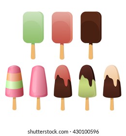 Set of ice cream isolated on white background. 