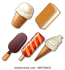 Set of ice cream isolated on white background. Vector illustration.

