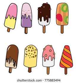 Set of ice cream isolated on white background. ice cream in a flat style. Vector illustrations