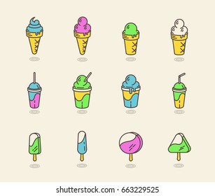 Set of ice cream isolated.Ice cream vector illustration.