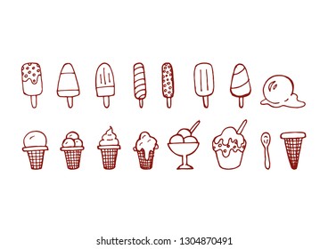 Set of ice cream line icons, vector eps10 illustration