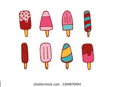 Set of ice cream line icons, vector eps10 illustration