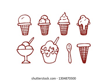 Set of ice cream line icons, vector eps10 illustration