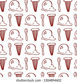 Set of ice cream line icons, vector pattern