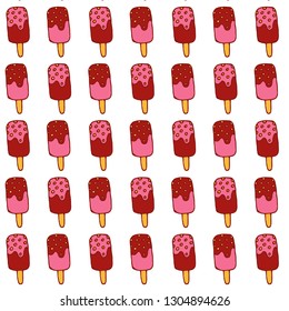 Set of ice cream line icons, vector pattern