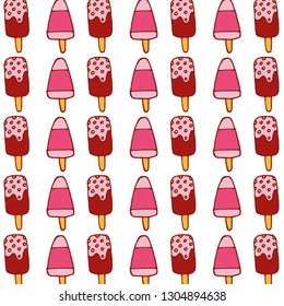 Set of ice cream line icons, vector pattern