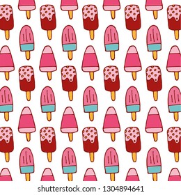 Set of ice cream line icons, vector pattern