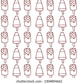 Set of ice cream line icons, vector pattern