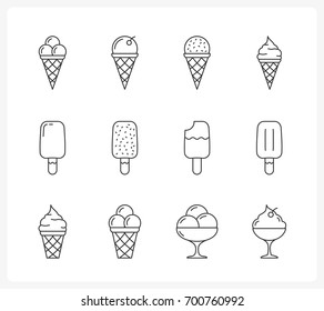 Set of ice cream line icons, vector eps10 illustration