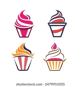 Set of Ice Cream Logo Icon Vector Illustration - Ideal for T-shirt Design, Hoodie Design, Pillow Cover Design, and More