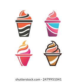 Set of Ice Cream Logo Icon Vector Illustration - Ideal for T-shirt Design, Hoodie Design, Pillow Cover Design, and More