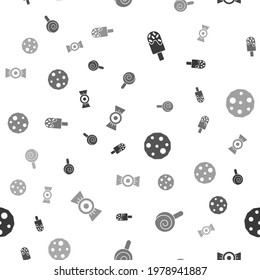 Set Ice cream, Lollipop, Cookie or biscuit and Candy on seamless pattern. Vector