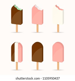 Set ice cream, ice lolly. Vector illustration in flat style