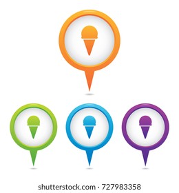 Set of Ice Cream Marker Icons