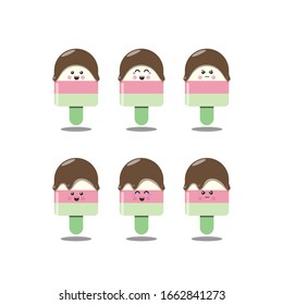 set of ice cream with multiple expresion