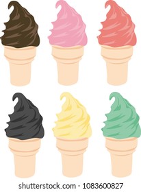 set with ice cream on an isolated background