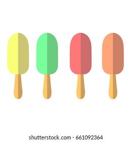 Set of ice cream on a stick. Vector illustration.