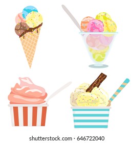 set of ice cream on white. vector illustration