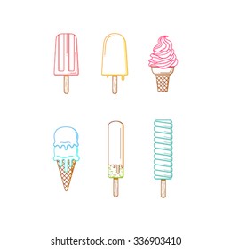 Set of ice cream outline illustration