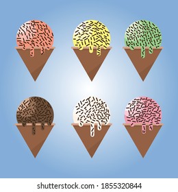 Set ice cream picture. Vector picture. Ice cream cone.
