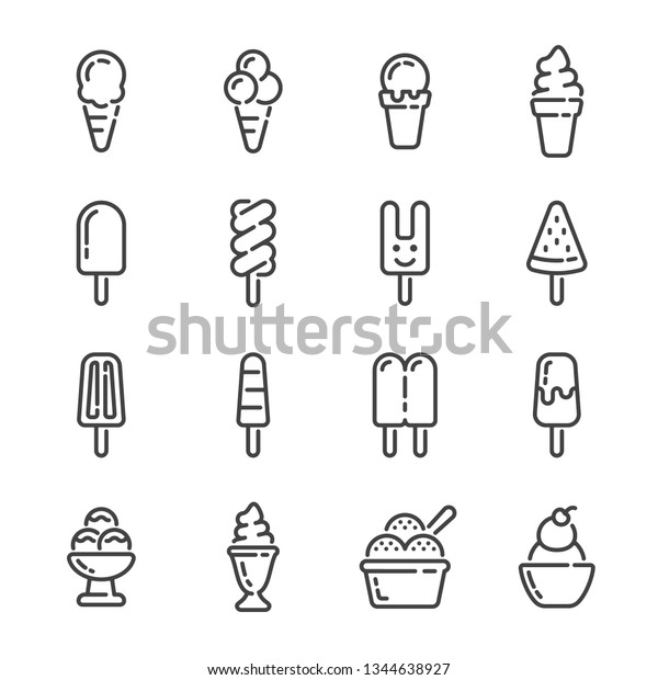 Set Ice Cream Popsicle Outline Icons Stock Vector (Royalty Free ...