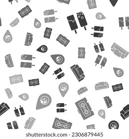 Set Ice cream , Retro audio cassette tape , Sofa  and Alcohol or beer bar location  on seamless pattern. Vector